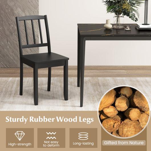 Wood Dining Chair Set of 2 with Rubber Wood Legs-Black