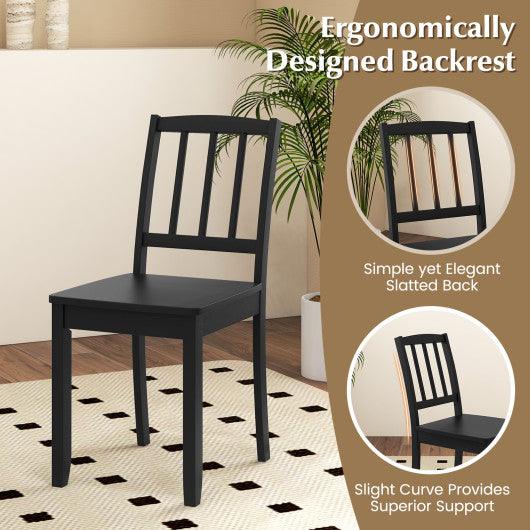 Wood Dining Chair Set of 2 with Rubber Wood Legs-Black