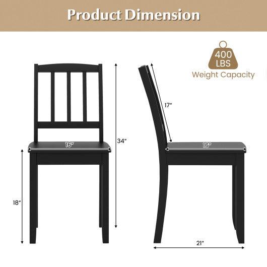 Wood Dining Chair Set of 2 with Rubber Wood Legs-Black