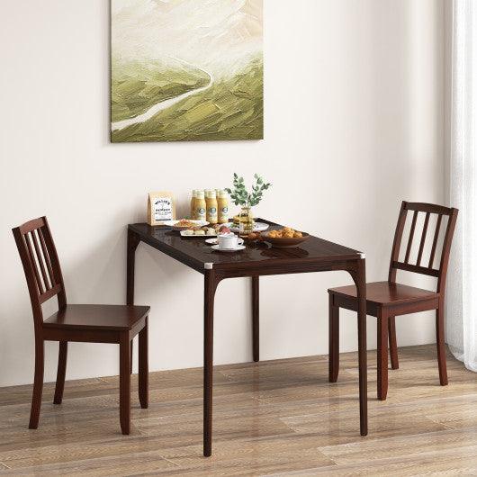 Wood Dining Chair Set of 2 with Rubber Wood Legs-Brown