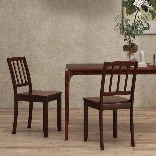 Wood Dining Chair Set of 2 with Rubber Wood Legs-Brown