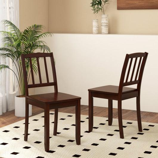 Wood Dining Chair Set of 2 with Rubber Wood Legs-Brown