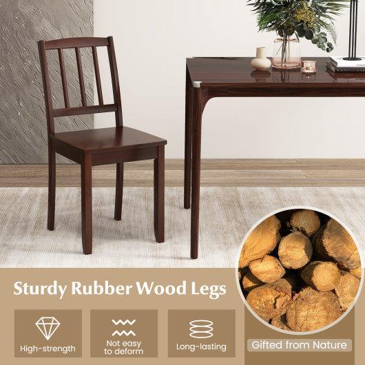 Wood Dining Chair Set of 2 with Rubber Wood Legs-Brown