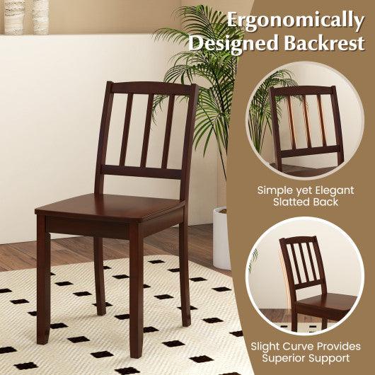 Wood Dining Chair Set of 2 with Rubber Wood Legs-Brown