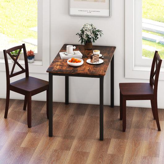 Wood Dining Chair Set of 2 with Rubber Wood Legs and Curved Backrest-Brown