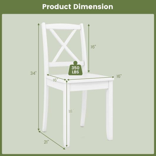 Wood Dining Chair Set of 2 with Rubber Wood Legs and Curved Backrest-White