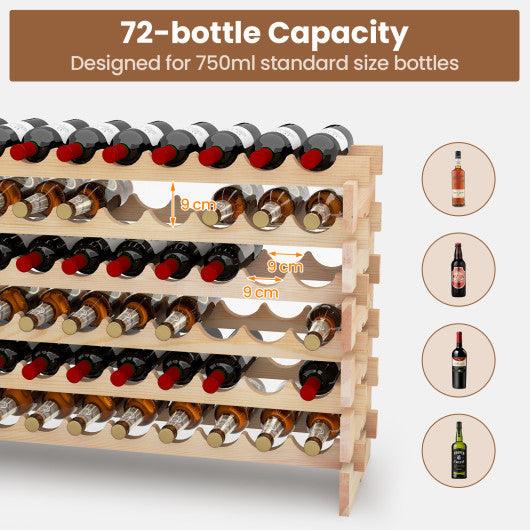 Wooden Bottle Rack Wine Display Shelves for 72 Bottles