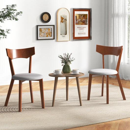 Wooden Dining Chair Set of 2 with Rubber Wood Legs and Padded Seat Cushion