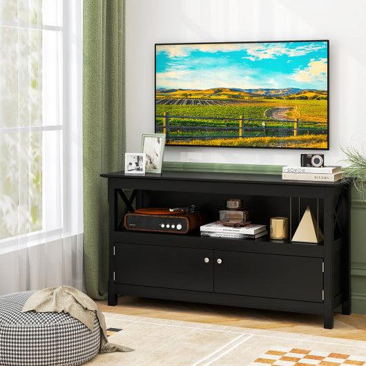 TV Stand Entertainment Center with Charging Station for TVs up to 50 Inch-Black