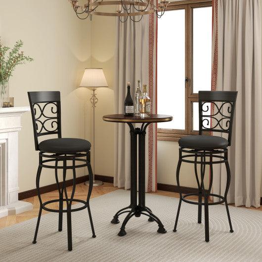 Set of 2 30 Inch Bar Stool with Backrest and Footrest-Black