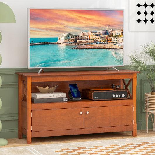 44 Inch Wooden Storage Cabinet TV Stand-Brown