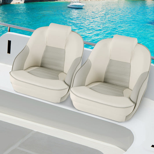 Captain Bucket Seat with Waterproof PVC Leather for Boat Sightseeing-White