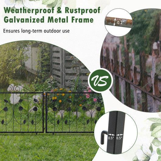 Decorative Garden Fence with 8 Panels Animal Barrier-Black