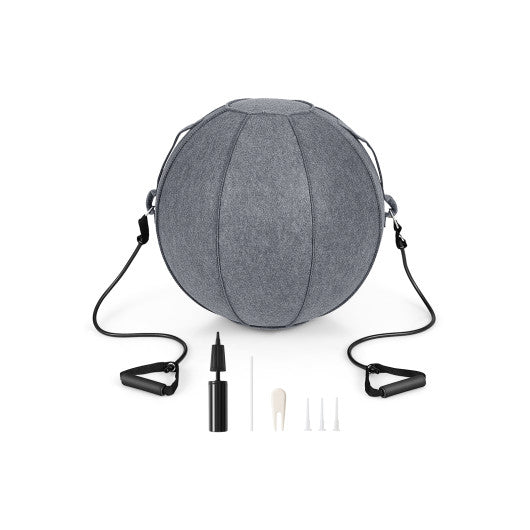 Yoga Sitting Ball with Felt Cover and Air Pump-Gray