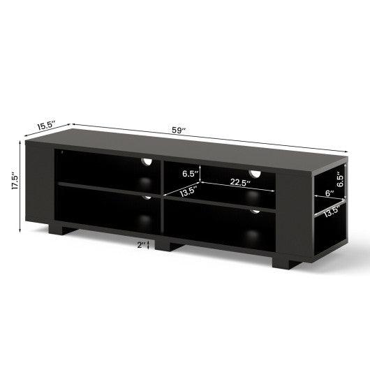 59 Inch Console Storage Entertainment Media Wood TV Stand-Black