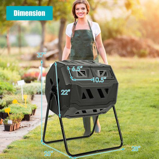 43 Gallon Composting Tumbler Compost Bin with Dual Rotating Chamber