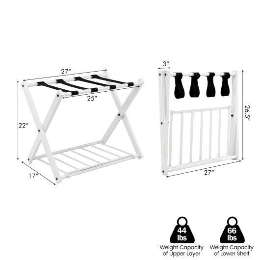 Set of 2 Folding Metal Luggage Rack Suitcase-White