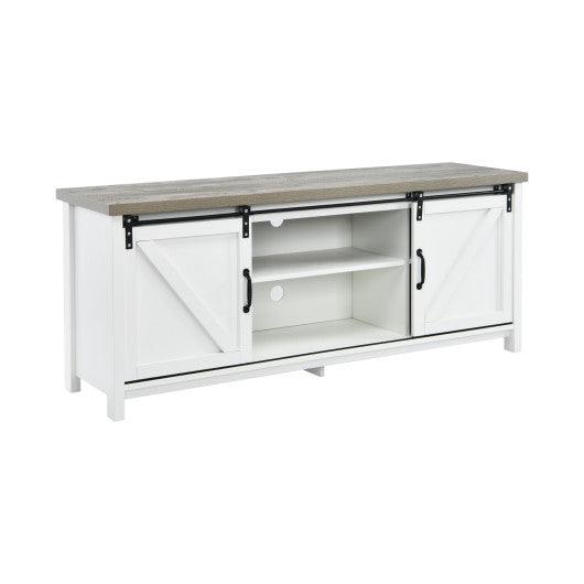 TV Stand Media Center Console Cabinet with Sliding Barn Door - White