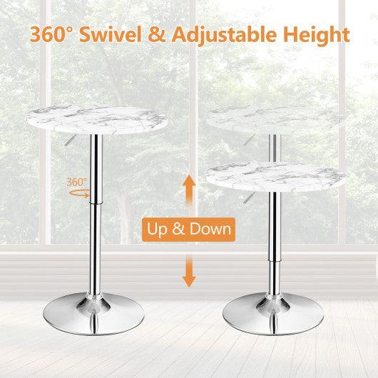 360° Swivel Cocktail Pub Table with Sliver Leg and Base-White