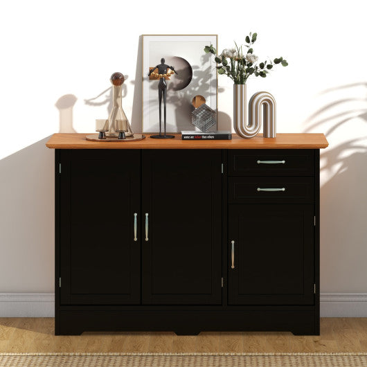 Buffet Storage Cabinet with 2-Door Cabinet and 2 Drawers-Black