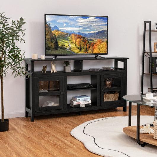 58 Inch TV Stand Entertainment Console Center with 2 Cabinets-Black