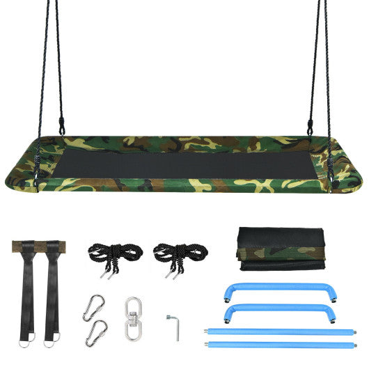 60 Inches Platform Tree Swing Outdoor with  2 Hanging Straps-Camouflage