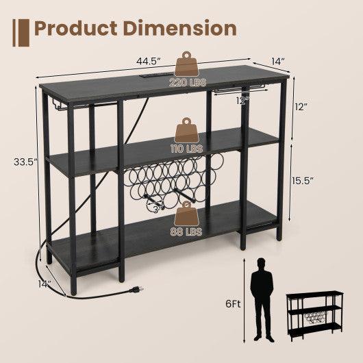 Industrial Wine Rack Wine Bar Cabinet with Storage Shelves-Gray