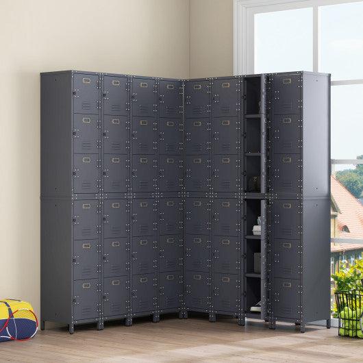 Metal Storage Locker with 3 Lockable Doors and Adjustable Feet