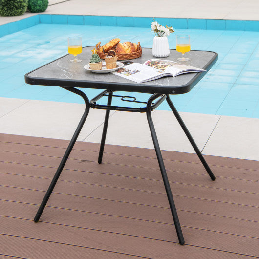 32 x 32 Inch Heavy-Duty Outdoor Dining Table with Umbrella Hole for 4 Persons-Gray