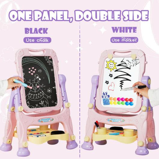 Kids Height Adjustable Double Side Magnetic Art Easel-Purple