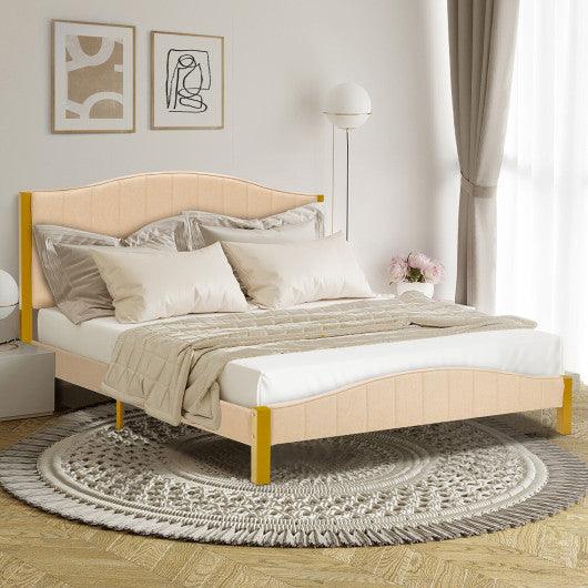 Full/Queen Size Upholstered Bed Frame with Quilted Headboard-Queen Size