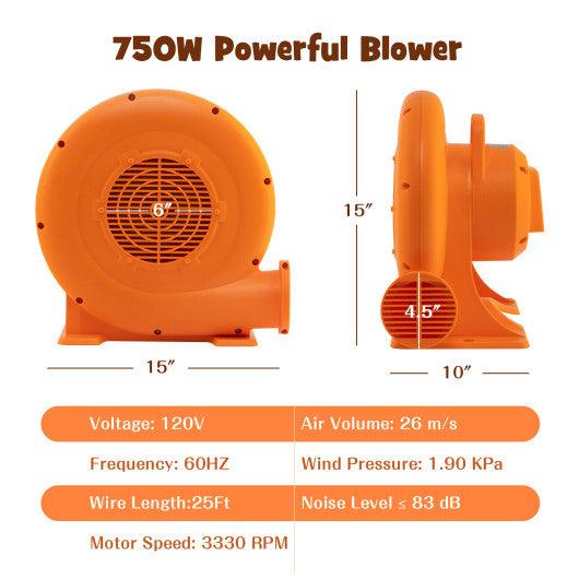 680W Air Blower (1.0HP) for Inflatables with 25 feet Wire and GFCI Plug