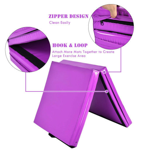 6 x 2 Feet Gymnastic Mat with Carrying Handles for Yoga-Purple
