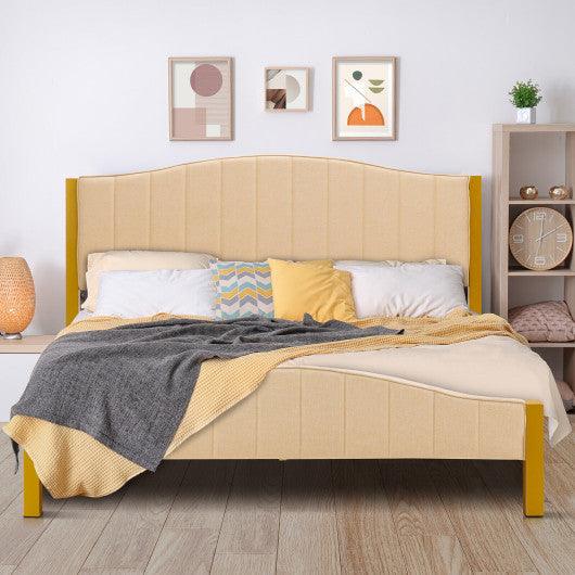 Full/Queen Size Upholstered Bed Frame with Quilted Headboard-Queen Size