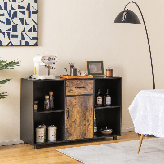 48 Inch Industrial Buffet Sideboard with 4 Open Cubbies