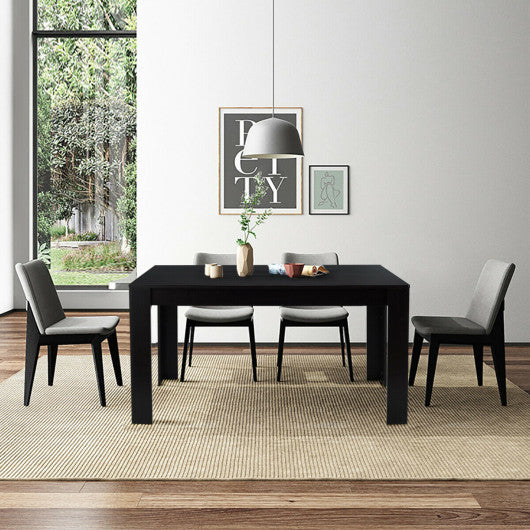 63 Inch Rectangular Modern Dining Kitchen Table for 6 People-Black