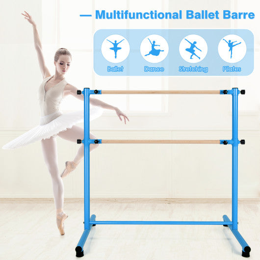 47 Inch Double Ballet Barre with Anti-Slip Footpads-Blue