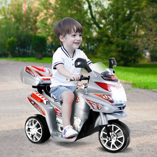 20-day Presell 3 Wheel Kids Ride On Motorcycle 6V Battery Powered Electric Toy Power Bicyle New-Gray