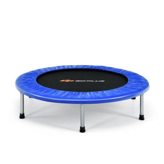 38 Inch Mini Folding Trampoline Portable Leisure Fitness Backboard-Blue