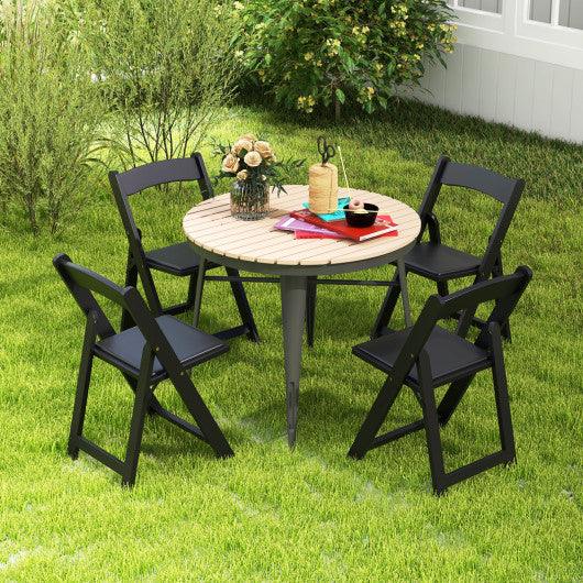 Set of 4 Dining Chairs Foldable Kitchen Chair with Rubber Wood Legs and Padded Seat-Black