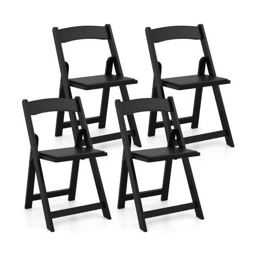 Set of 4 Dining Chairs Foldable Kitchen Chair with Rubber Wood Legs and Padded Seat-Black