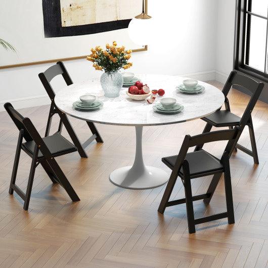 Set of 4 Dining Chairs Foldable Kitchen Chair with Rubber Wood Legs and Padded Seat-Black