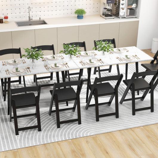 Set of 4 Dining Chairs Foldable Kitchen Chair with Rubber Wood Legs and Padded Seat-Black