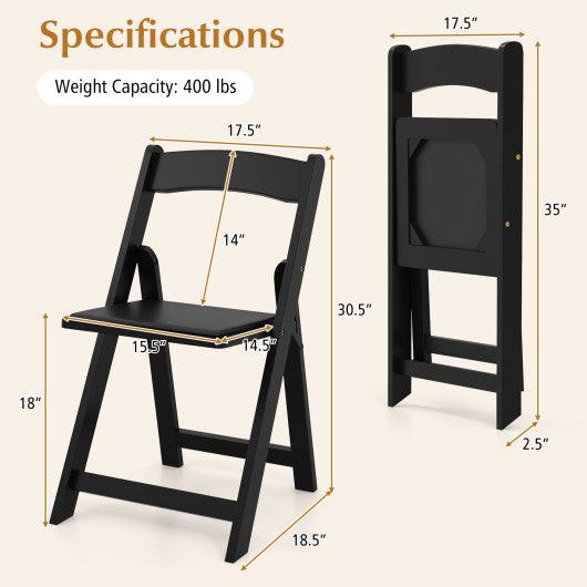 Set of 4 Dining Chairs Foldable Kitchen Chair with Rubber Wood Legs and Padded Seat-Black