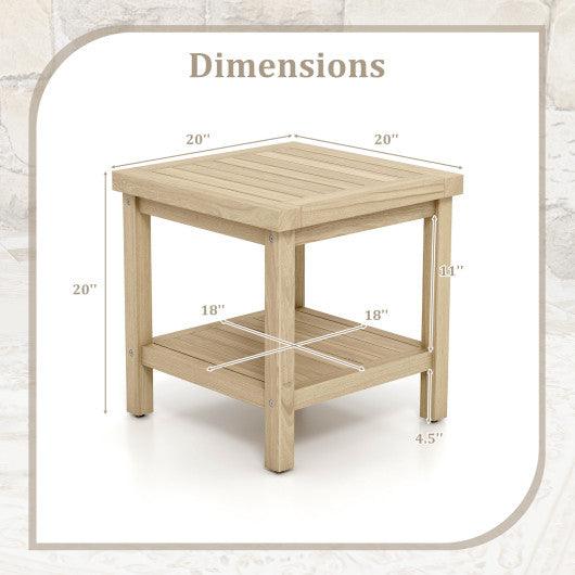 2-Tier Outdoor Side Table with Shelf for Porch Deck Garden