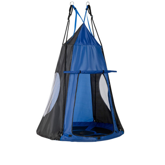 2-in-1 40 Inch Kids Hanging Chair Detachable Swing Tent Set-Blue