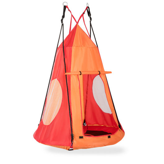 2-in-1 40 Inch Kids Hanging Chair Detachable Swing Tent Set-Orange