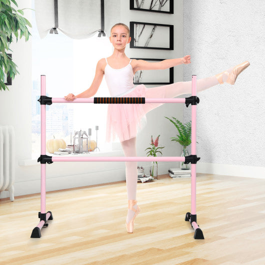 4 Feet Portable Ballet Barre with Adjustable Height-Pink