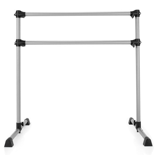 4 Feet Double Ballet Barre Bar with Adjustable Height-Silver