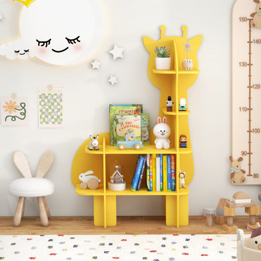 Kids Bookcase Toy Storage Organizer with Open Storage Shelves-Giraffe
